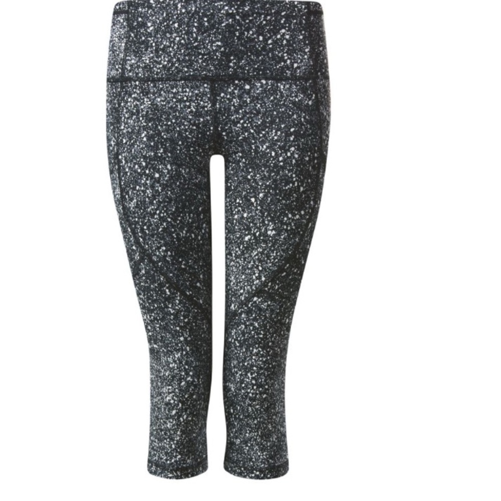 LULULEMON Outrun 17” Crop Black White Splatter Mesh Running Leggings Size 6 - Picture 10 of 12